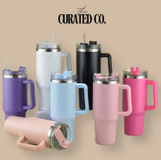40oz Travel Mug with Handle and Straw